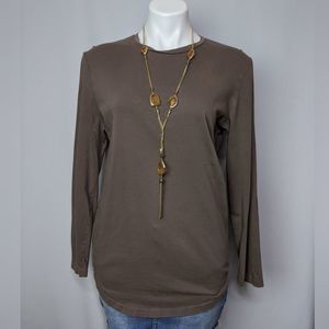 Asos Brown Scoop Neck Long Sleeve T Shirt Sz S
